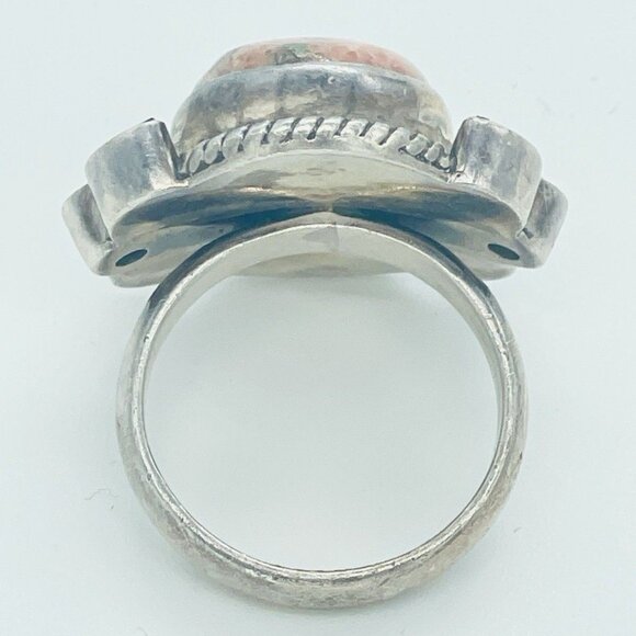 Artisan Rhodonite Garnet Moonstone Ring Size 9 Sterling Silver Bezel Set Stones - Picture 7 of 10